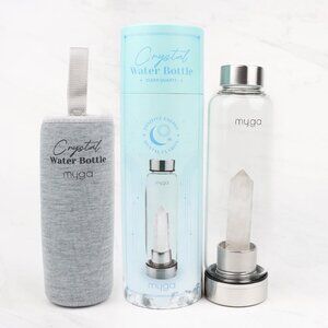Clear Quartz Crystal Glass Water Bottle,16.9OZ